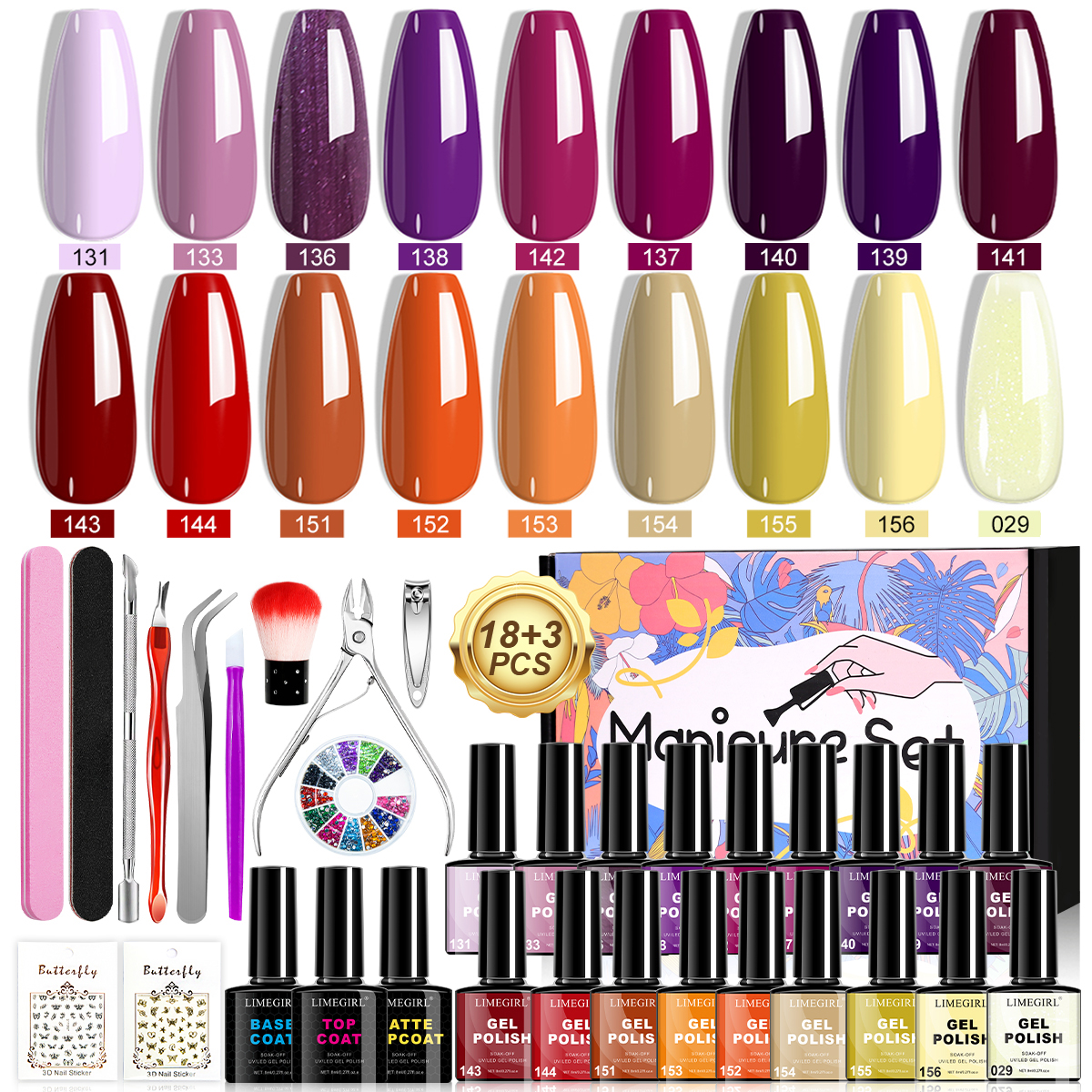 LIMEGIRL 18 PCS Gel Nail Polis - Resin Glitter Pack avis et prix