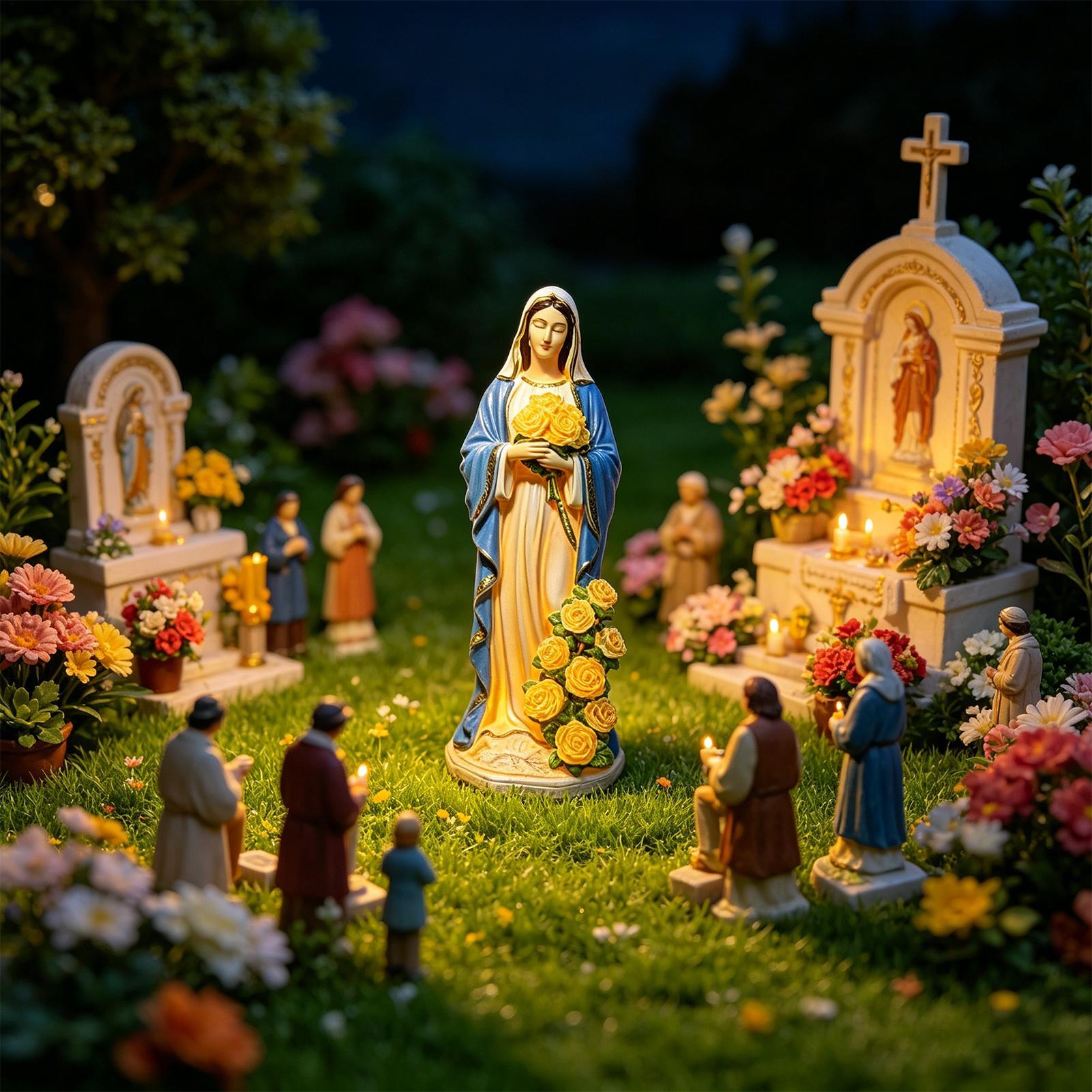 Virgin Mary Solar Statue Garde - Resin Crafts avis et prix