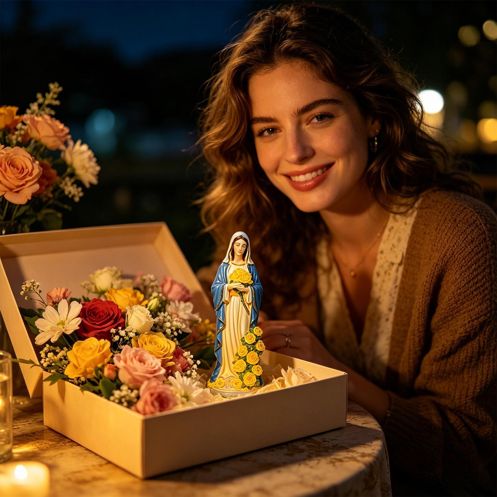 Virgin Mary Solar Statue Garde - Resin Crafts avis et prix