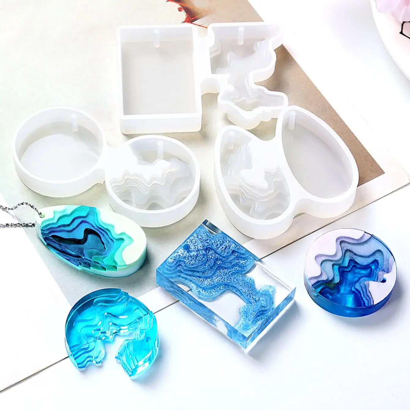 Round Water Drop Handmade DIY  - Resin Ocean Wave Mold avis et prix