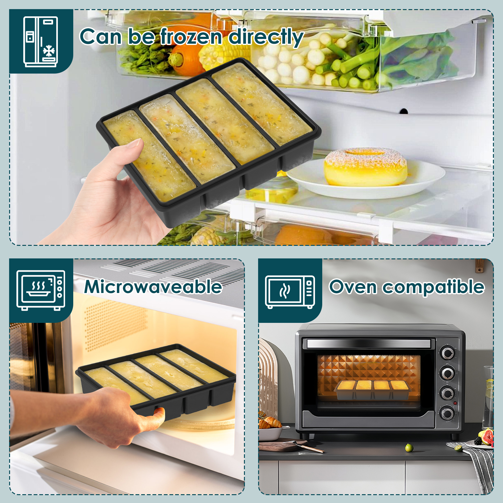 4 Pack Silicone Freezer Tray w - Serving Tray Mold avis et prix