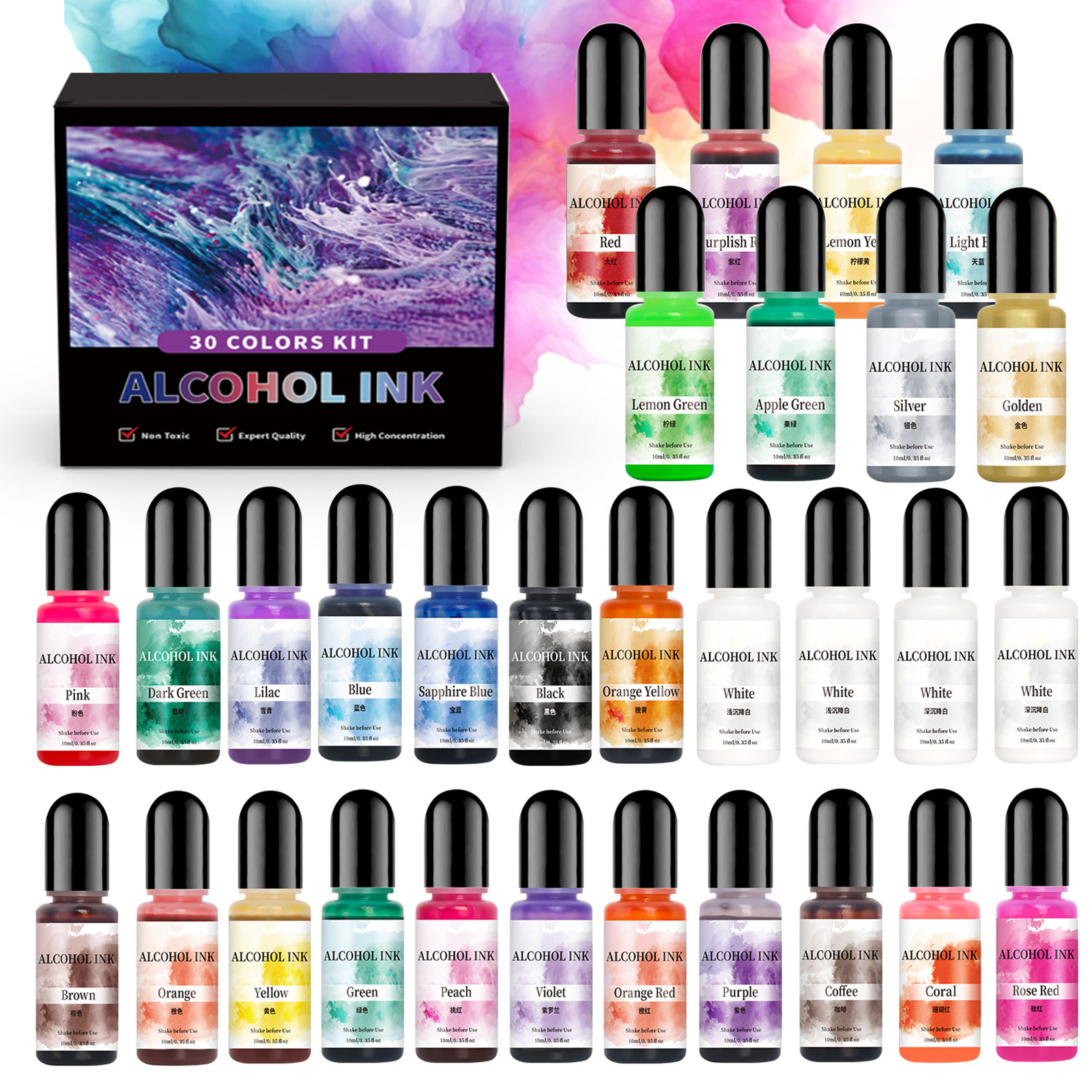 1set Art Ink Alcohol Epoxy Res - Resin Dye Alcohol avis et prix