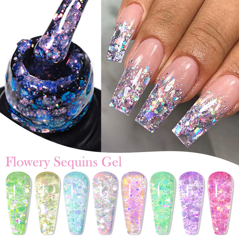 4/8pcs Flowery Sequins Gel Nai - Resin Glitter Pack avis et prix