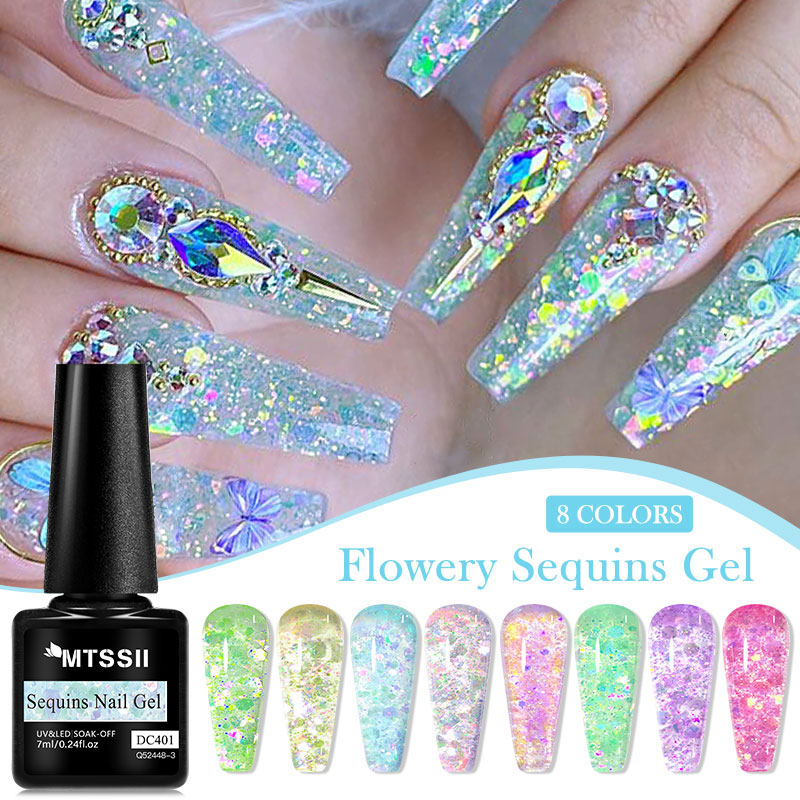 4/8pcs Flowery Sequins Gel Nai - Resin Glitter Pack avis et prix