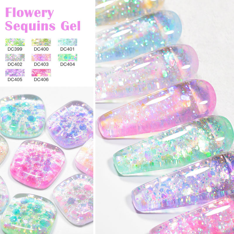 4/8pcs Flowery Sequins Gel Nai - Resin Glitter Pack avis et prix