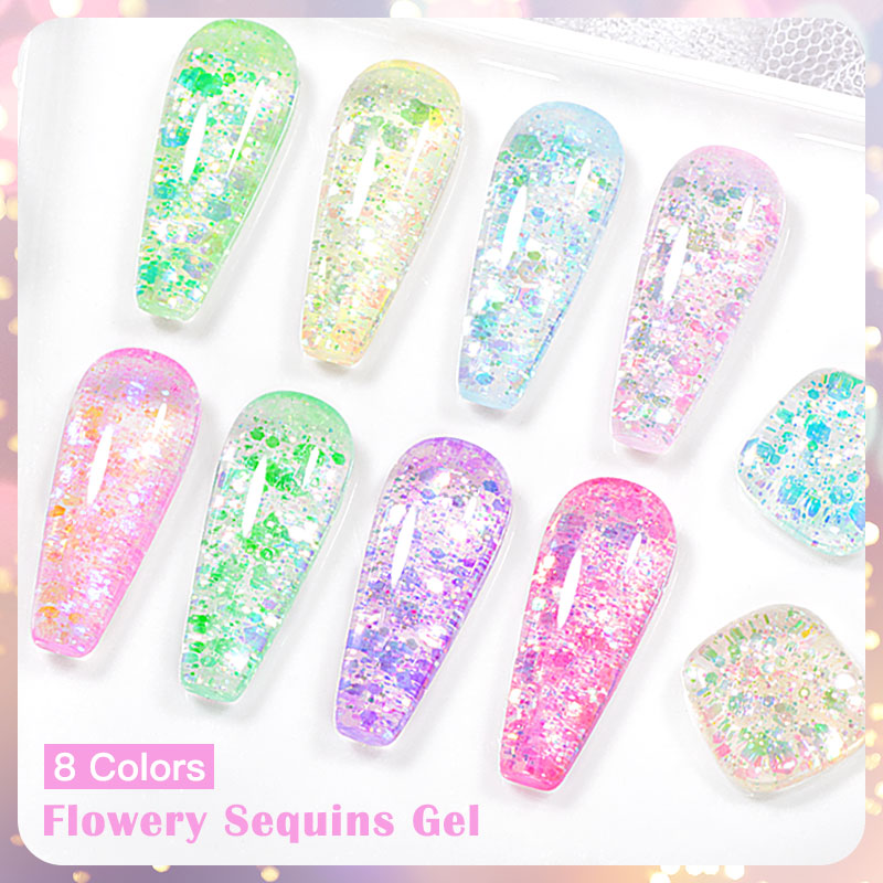 4/8pcs Flowery Sequins Gel Nai - Resin Glitter Pack avis et prix