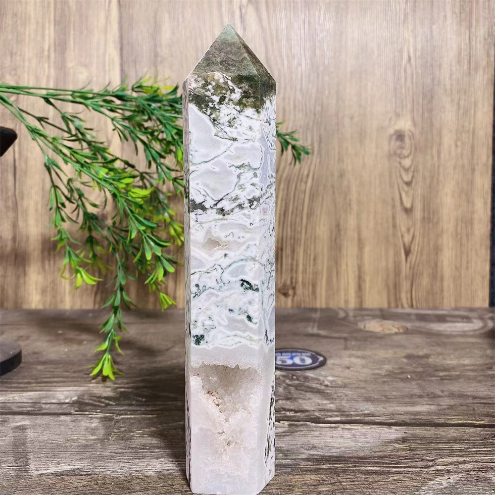 Big Green Moss Agate Druzy Nat - Terrarium Moss Art avis et prix