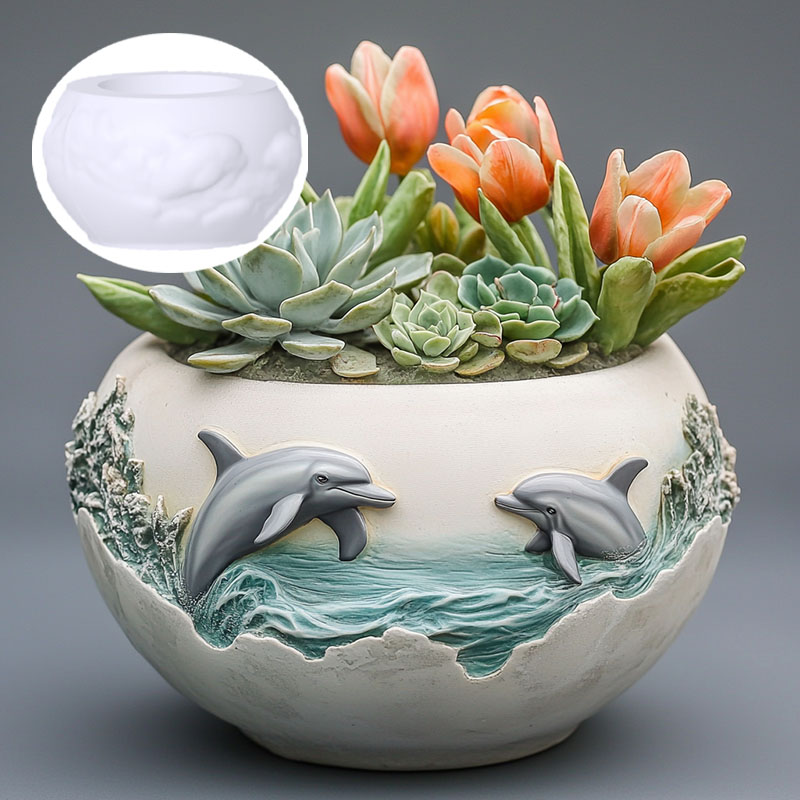 Couple dolphin relief succulen - Resin Ocean Wave Mold avis et prix