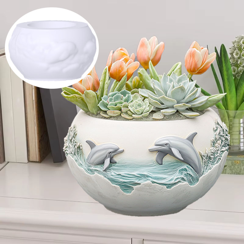 Couple dolphin relief succulen - Resin Ocean Wave Mold avis et prix