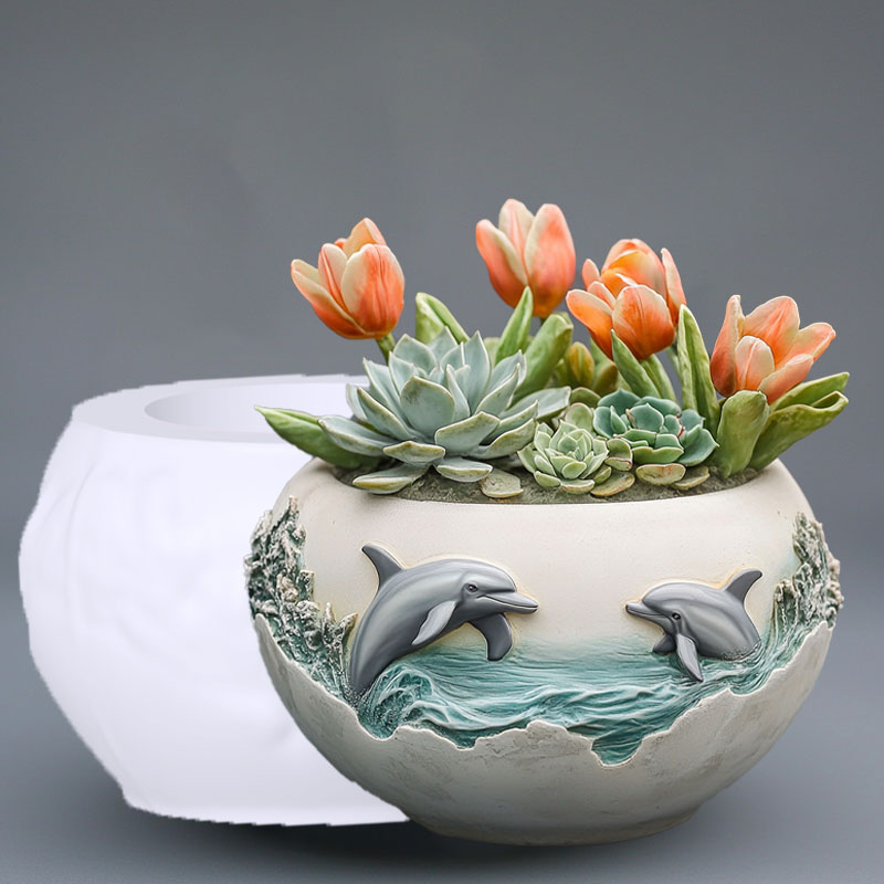 Couple dolphin relief succulen - Resin Ocean Wave Mold avis et prix