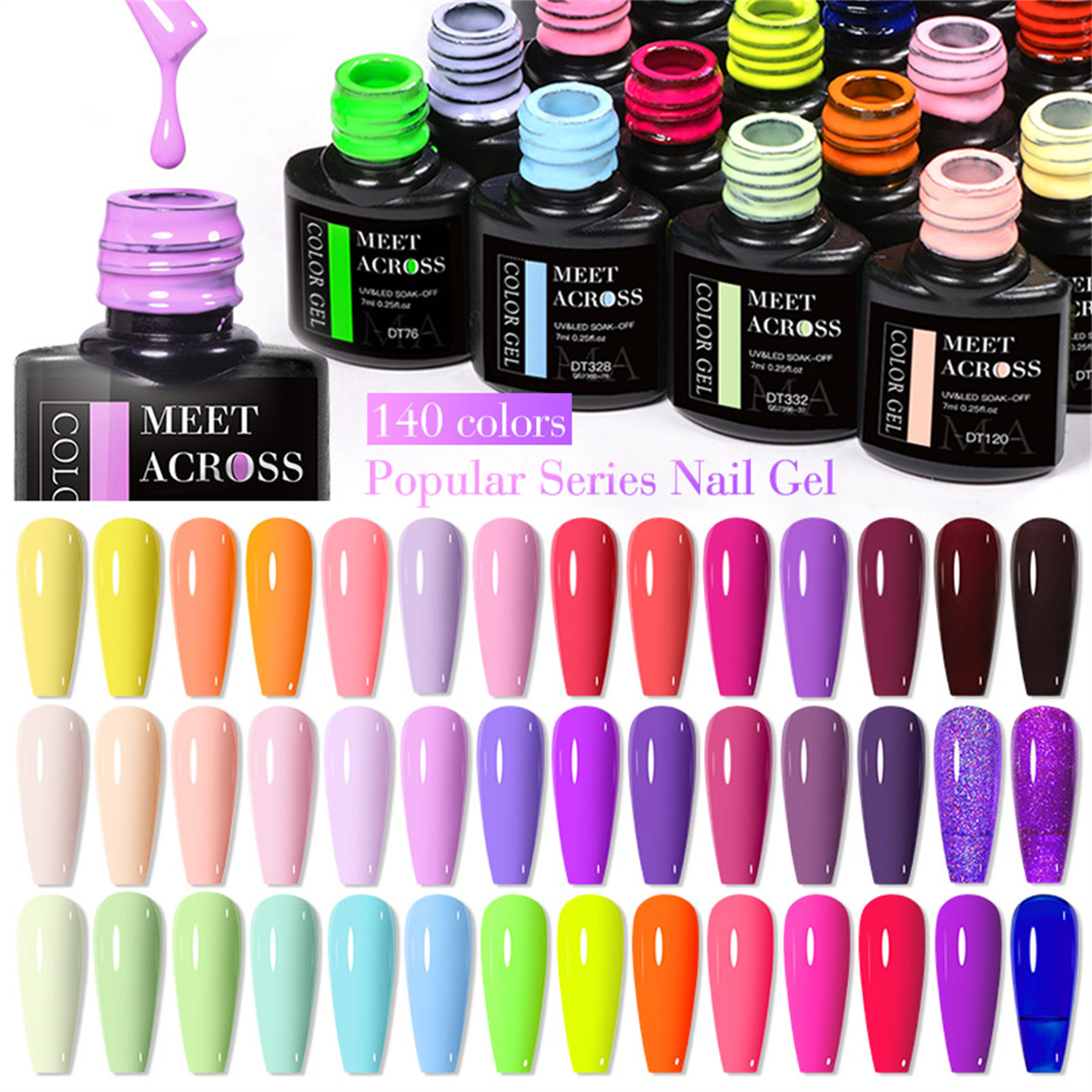 8pcs Gel Nail Polish Set HEMA  - Resin Glitter Pack avis et prix
