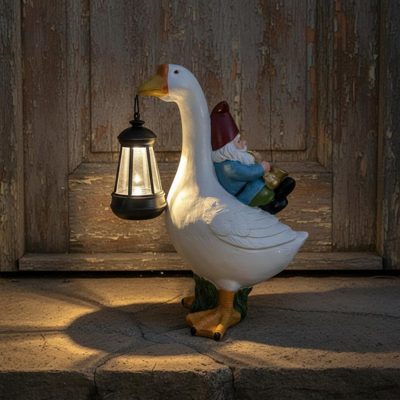 Gnome Riding Goose Statue Weat - Resin Crafts avis et prix