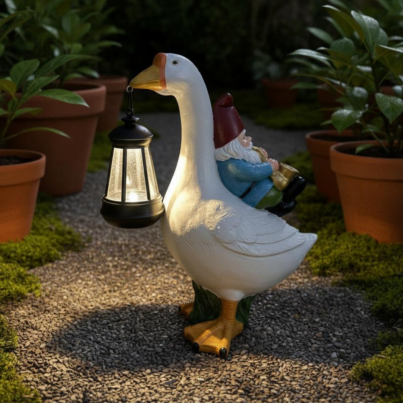 Gnome Riding Goose Statue Weat - Resin Crafts avis et prix